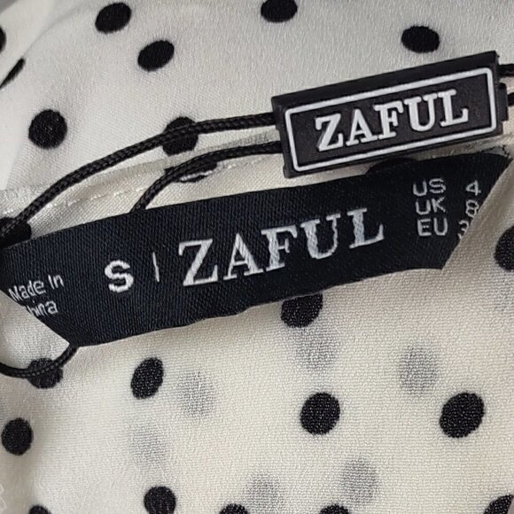Zaful Black & White Spotted Belted Peplum Ruffle Bottom Romper Size 4 NWT - Picture 11 of 13